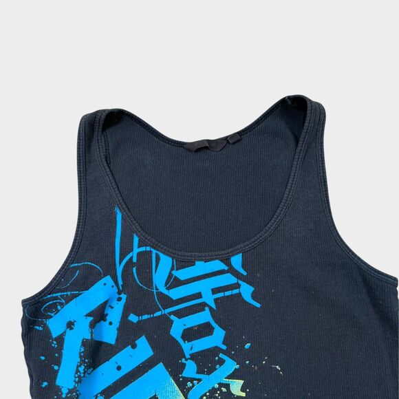 Fox Racing Tank Top Womens XL Black Y2K Motocross Graphic Ribbed Biker Skater - Picture 3 of 10